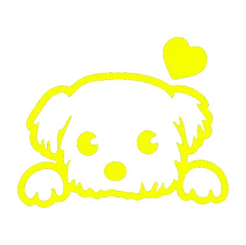 Polep vozidla Pes 057 pravá se srdíčkem (70 - Fluorescentní žlutá) SAMOLEPKA NA AUTO, NÁLEPKA, FÓLIE, POLEP, TUNING, VLASTNÍ TEXT, TISK, AUTOSAMOLEPKY.cz, POLEPY, OBRÁZEK, LOGO, 3D STICKERS