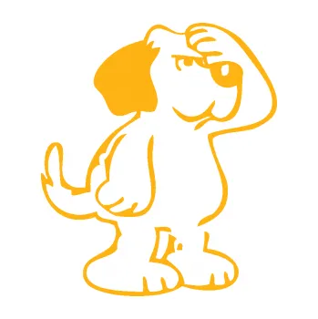 Polep vozidla SAMOLEPKA Pes 082 pravá (21 - světle oranžová) NA AUTO, NÁLEPKA, FÓLIE, POLEP, TUNING, VLASTNÍ TEXT, TISK, AUTOSAMOLEPKY.cz, POLEPY, OBRÁZEK, LOGO, SAMOLEPKY