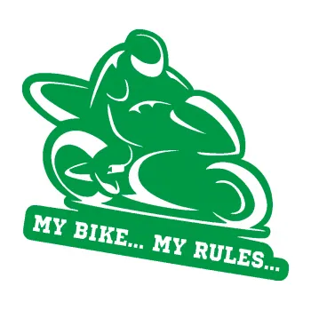 Samolepící dekorace Motorkář 012 pravá s textem (12 - zelená) SAMOLEPKA NA AUTO, NÁLEPKA, FÓLIE, POLEP, TUNING, VLASTNÍ TEXT, TISK, AUTOSAMOLEPKY.cz, POLEPY, OBRÁZEK, LOGO, 3D STICKERS