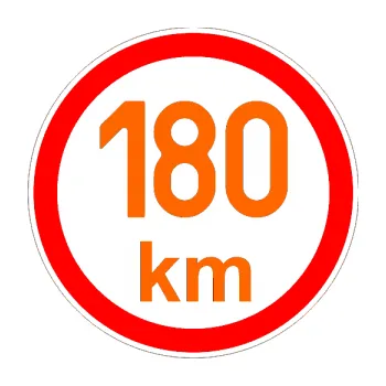 samolepka Maximální rychlost 180km - nejvyšší konstrukční rychlost (73 - Fluorescentní oranžová) SAMOLEPKA NA AUTO, NÁLEPKA, FÓLIE, POLEP, TUNING, VLASTNÍ TEXT, TISK, AUTOSAMOLEPKY.cz, POLEPY, OBRÁZEK, LOGO, 3D STICKERS