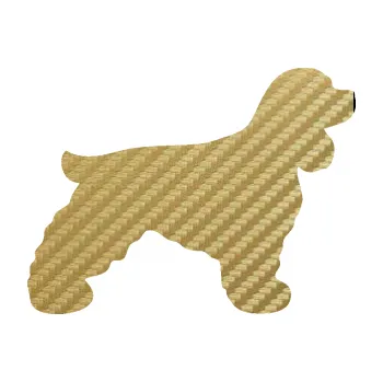 Polep vozidla SAMOLEPKA Pes 109 pravá Kokršpaněl (59 - 3D karbon zlatý) NA AUTO, NÁLEPKA, FÓLIE, POLEP, TUNING, VLASTNÍ TEXT, TISK, AUTOSAMOLEPKY.cz, POLEPY, OBRÁZEK, LOGO, SAMOLEPKY