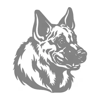 Polep vozidla Pes 123 pravá německý ovčák hlava (17 - šedá) SAMOLEPKA NA AUTO, NÁLEPKA, FÓLIE, POLEP, TUNING, VLASTNÍ TEXT, TISK, AUTOSAMOLEPKY.cz, POLEPY, OBRÁZEK, LOGO, 3D STICKERS