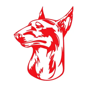 Polep vozidla SAMOLEPKA Pes 016 levá Bulteriér (10 - červená) NA AUTO, NÁLEPKA, FÓLIE, POLEP, TUNING, VLASTNÍ TEXT, TISK, AUTOSAMOLEPKY.cz, POLEPY, OBRÁZEK, LOGO, SAMOLEPKY