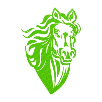 Samolepící dekorace Kůň 068 pravá hlava s hřívou (58 - 3D karbon zelený kawasaki) SAMOLEPKA NA AUTO, NÁLEPKA, FÓLIE, POLEP, TUNING, VLASTNÍ TEXT, TISK, AUTOSAMOLEPKY.cz, POLEPY, OBRÁZEK, LOGO, 3D STICKERS