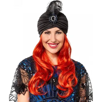 Karnevalový kostým Dámský turban s pérem - Černý