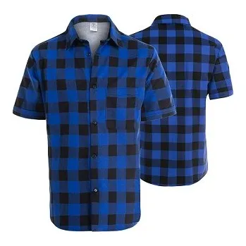 Pánská košile Košile FLANEL krátký rukáv, různé barvy Velikost M modrá