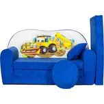 Rozkládací dětská pohovka s bobkem a polštářkem Bagr - Modrá