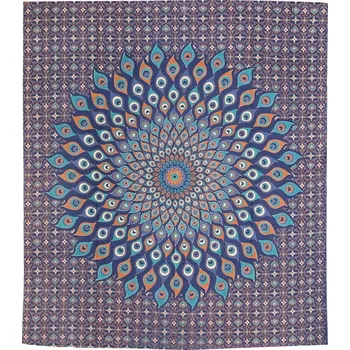 Přehoz na lůžko Přehoz na postel indický Peacock Mandala tyrkysový 220 x 210 cm