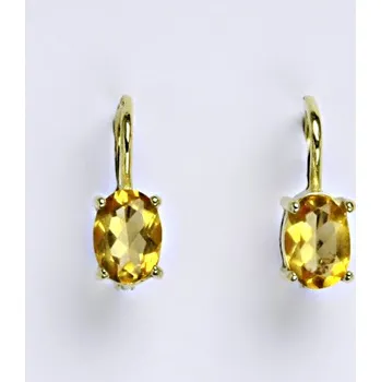 Náušnice Zlaté náušnice,přírodní cítrín pálený, žluté zlato 14 ct, váha 2,01 g,NK 1246