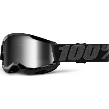 Motocyklové brýle STRATA 2 100% - USA , dětské brýle černé - zrcadlové stříbrné plexi