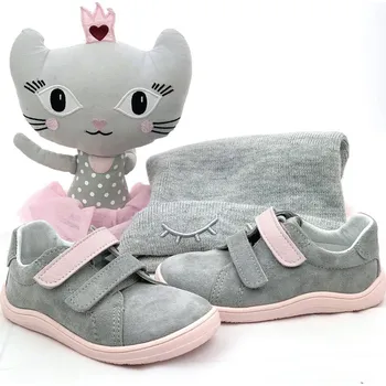 Dívčí polobotky Baby Bare Shoes Febo Spring Grey/Pink Velikost: 29