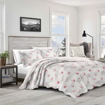 Přehoz na lůžko Přehoz na dvoulůžko+2 polštáře,šedý