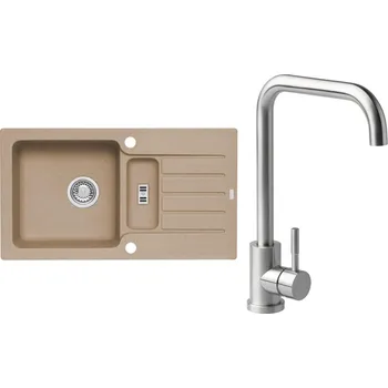 Set Alveus (dřez Niagara 70 Beige 55 + baterie Angle Kartáčovaná ocel) SETA20112