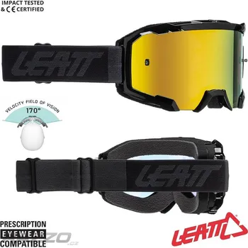 Motocyklové brýle MX brýle s chromovým sklem LEATT Velocity 4.5 IRIZ Black