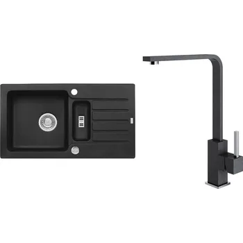 Granitový dřez Set Alveus (dřez Niagara 70 Black 91 + baterie Afra Black 91) SETA21002