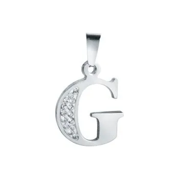 Přívěsek Přívěsek písmeno G s kamínky 29x20mm chirurgická ocel