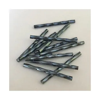 Dětské navlékací korálky Preciosa tyčinky šedé kroucené 30 mm