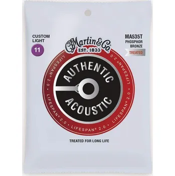 Příslušenství pro strunný nástroj Martin MA 535T MARTIN Authentic Lifespan 2.0 92/8 Phosphor Bronze Custom Light
