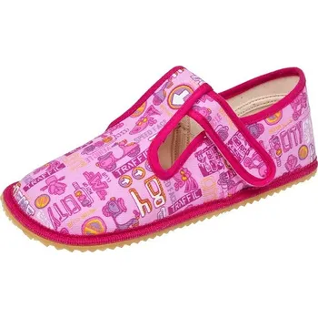 Dívčí bačkory Beda barefoot Bačkůrky - růžová znaky, Boty Beda Velikost: 33
