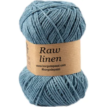 Příze Borgo de' Pazzi Raw linen 206 Denim (Přírodní Len 206)