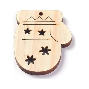 Vánoční dekorace Dřevěný výřez vánoční rukavice 55x35mm