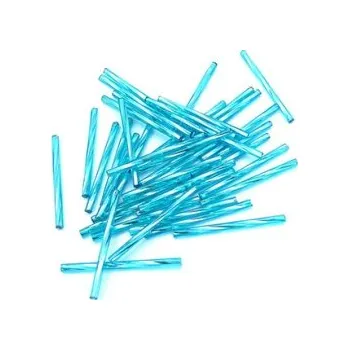 Dětské navlékací korálky Preciosa tyčinky světle modré kroucené 35 mm