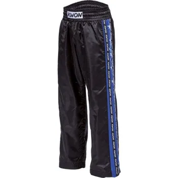 Kimono KWON KWON saténové kalhoty černé s modrým pruhem - velikost: 180 - Prodloužená možnost vrácení zboží do 60 dní.