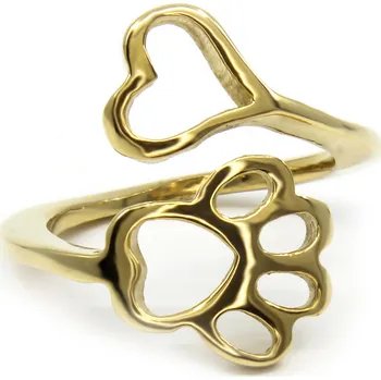 Prsten BRUNOshop.cz Prsten TLAPKA a SRDCE GOLD Velikost: 9 (EU: 59 - 61)