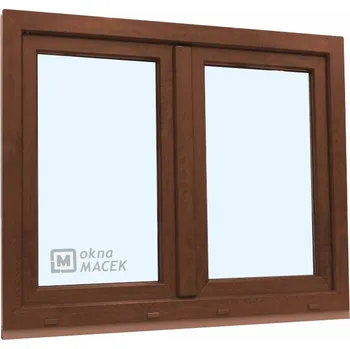 Okno Plastové okno - KNIPPING 70 AD, 1200x900 mm, O+OS klapačka, ořech Sklo: čiré, Barva, imitace: ořech/bílá (jednostranně) + příslušenství a montážní materiál zdarma