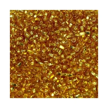 Dětské navlékací korálky Rokajl 6/0 zlatá průhledná