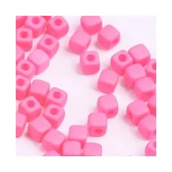 Dětské navlékací korálky Cubix světle růžová matná 25ks