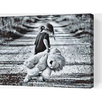 Malování podle čísel - Plyšový přítel Velikost: 40x50cm, Rámování: Pouze srolované plátno