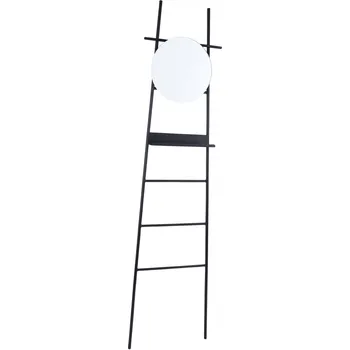 Zrcadlo Žebřík/věšák Glint se zrcadlem černý Leitmotiv (Barva - černá)