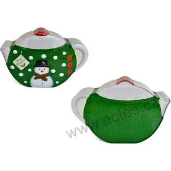 Vánoční dekorace Konvička zelená vánoční plechovka