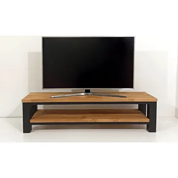 Televizní stolek MAJADESIGN Televizní stolek ECHT I8 - masivní deska DUB Síla desky stolu: 28 mm, Barva podnože stolu: Stříbrná RAL 9006, Velikost stolu: 400 x 1200