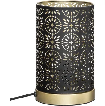 Lampička Atmosphera Stolní lampa s prolamovaným stínidlem GYPSY, O 13 cm, černá a zlatá barva