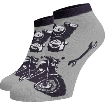 Dámské ponožky Veselé kotníkové ponožky motorkářské Šedá Bavlna 39-41
