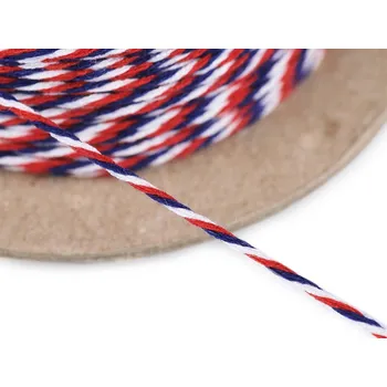 Stuha Kroucená šňůra trikolora 1,4 mm - 1m