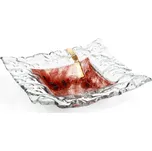 Skleněná miska TERRA hnědá s krajkou - čtverec, proužek