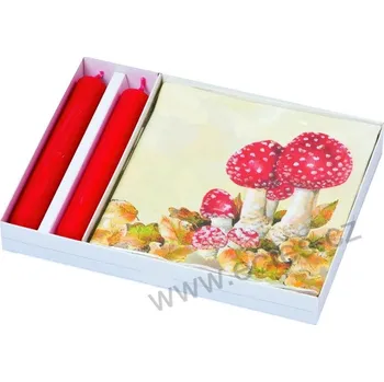 Svíčka HOUBY SET/GP červené muchomůrky v listí