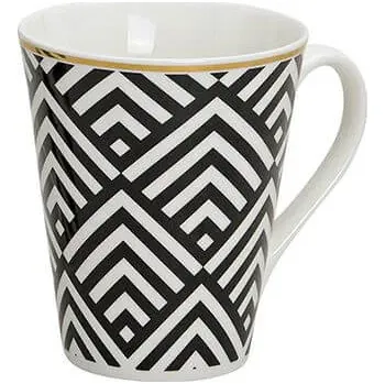 G. Wurm, Německo GW - Porcelánový hrníček s tvarovanými černými proužky - 300 ml