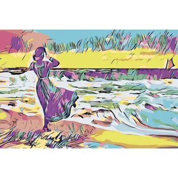 Malování podle čísel - Dáma na pláži Velikost: 40x60cm, Rámování: Pouze srolované plátno