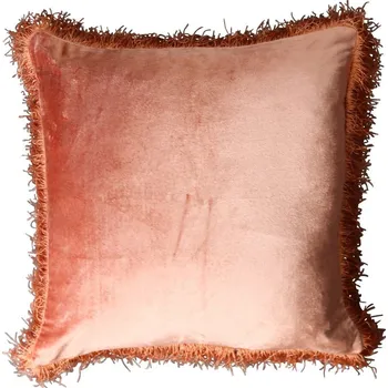 Dekorativní polštářek Růžový sametový polštář Rosa s třásněmi - 45*45*10cm