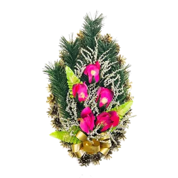 Smuteční dekorace Smuteční kytice z umělých květin slza - růžová