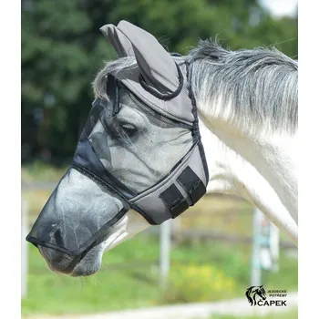 Koňská maska proti hmyzu Maska Busse -FLY COVER PRO GAP- - Šedá/Černá - Shetty