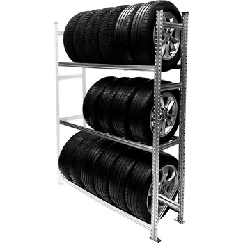 Uskladnění pneumatiky Wexta Regál na pneumatiky s ráfkem, 1972x1500x400 mm, 3 police, přídavný