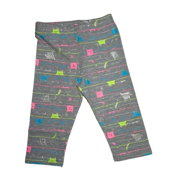 Dívčí legíny Dívčí 3/4 šedé bavlněné legínky s třpytivými kočičkami. 110
