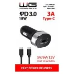 Autonabíječka WG 1xUSB-C-PD 18W/5V-9V-12V Type C cable (Černá)