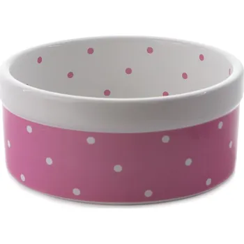 Miska pro psa Tommi Princess s puntíky růžová/bílá 13 cm/500 ml