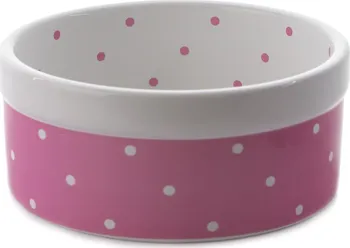 Miska pro psa Tommi Princess s puntíky růžová/bílá 13 cm/500 ml